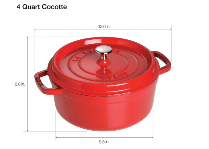 Staub Cast Iron Round Cocotte, 4-Quart鑄鐵鍋-紅黑白三色選特價!